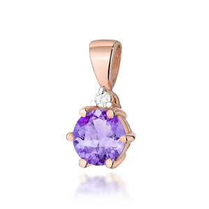 Złota zawieszka wisiorek Z076 Ametyst 0,50ct różowe złoto pr. 585