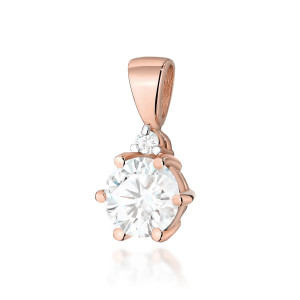 Złota zawieszka wisiorek Z076 Biały Szafir 0,60ct różowe złoto pr. 585