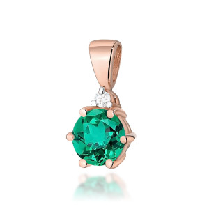 Złota zawieszka wisiorek Z076 Szmaragd 0,50ct różowe złoto pr. 585