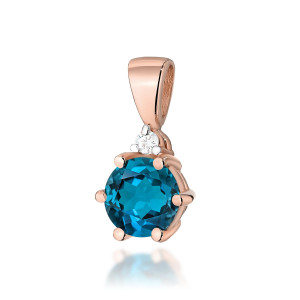 Złota zawieszka wisiorek Z076 Topaz London Blue 0,50ct różowe złoto pr. 585