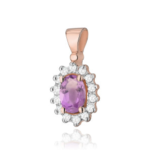 Złota zawieszka wisiorek Z182 Ametyst 0,40ct różowe złoto pr. 585