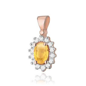 Złota zawieszka wisiorek Z182 Cytryn 0,60ct różowe złoto pr. 585
