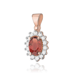 Złota zawieszka wisiorek Z182 Granat 0,50ct różowe złoto pr. 585