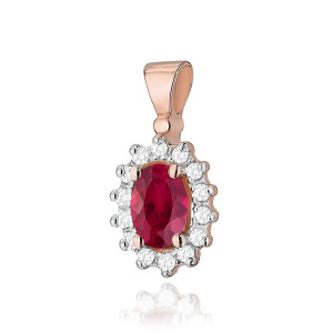 Złota zawieszka wisiorek Z182 Rubin 0,60ct różowe złoto pr. 585