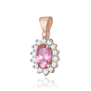 Złota zawieszka wisiorek Z182 Różowy Topaz 0,50ct różowe złoto pr. 585
