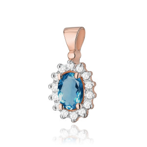 Złota zawieszka wisiorek Z182 Topaz London Blue 0,50ct różowe złoto pr. 585