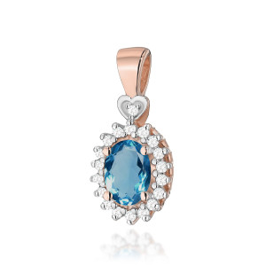 Złota zawieszka wisiorek Z312 Topaz London Blue 0,50ct różowe złoto pr. 585