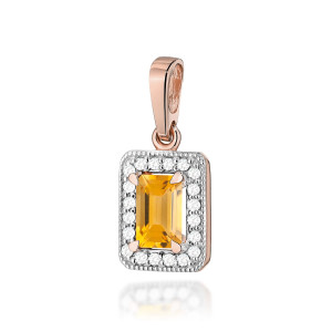 Złota zawieszka wisiorek Z422 Cytryn 0,60ct różowe złoto pr. 585