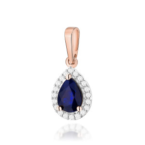 Złota zawieszka wisiorek Z455 Szafir 0,60ct różowe złoto pr. 585