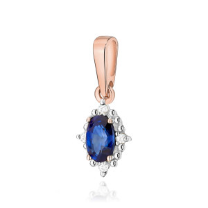 Złota zawieszka wisiorek Z512 Szafir 0,30ct różowe złoto pr. 585