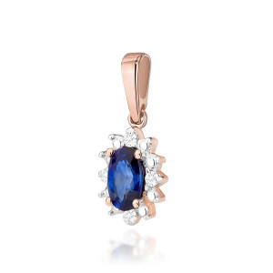 Złota zawieszka wisiorek Z513 Szafir 0,30ct różowe złoto pr. 585