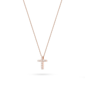 Złoty naszyjnik C066 z diamentami różowe złoto pr. 585