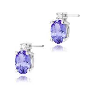 Złote kolczyki K0001 Tanzanit 2 x 0,40ct białe złoto sztyft zakręcany pr. 585