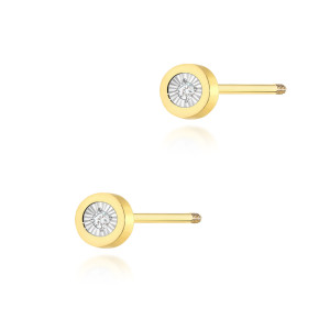 Złote kolczyki K0071 Diament 2 x 0,0145ct żółte złoto sztyft zakręcany pr. 585