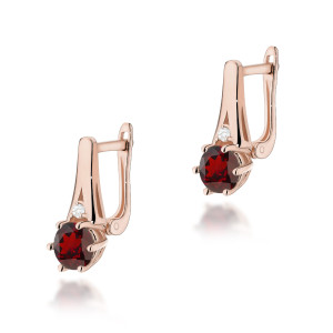 Złote kolczyki K0572 Granat 2 x 0,50ct różowe złoto pr. 585