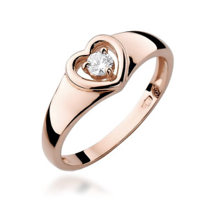 Złoty pierścionek W001 Diament 0,10ct różowe złoto pr. 585