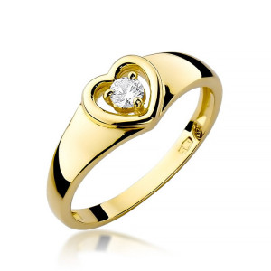 Złoty pierścionek W001 Diament 0,10ct żółte złoto pr. 585