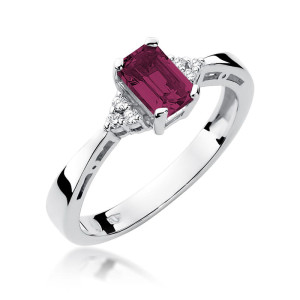 Złoty pierścionek W002 Rubin 0,80ct białe złoto pr. 585