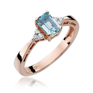 Złoty pierścionek W002 Topaz 0,60ct różowe złoto pr. 585
