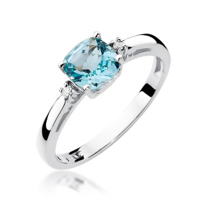 Złoty pierścionek W003 Topaz 1,10ct białe złoto pr. 585