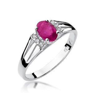 Złoty pierścionek W005 Rubin 0,60ct białe złoto pr. 585