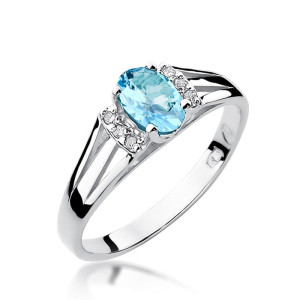 Złoty pierścionek W005 Topaz 0,50ct białe złoto pr. 585