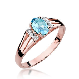 Złoty pierścionek W005 Topaz 0,50ct różowe złoto pr. 585