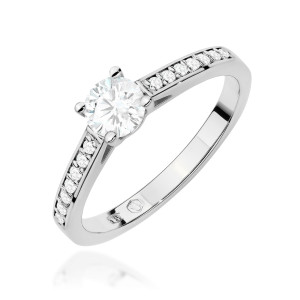 Złoty pierścionek W0052 Diament Laboratoryjny 0,50ct białe złoto pr. 585