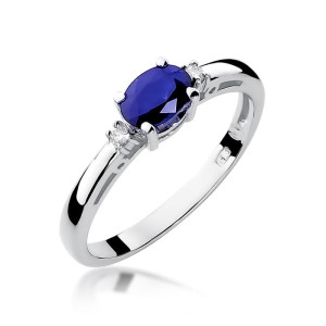 Złoty pierścionek W006 Szafir 0,70ct białe złoto pr. 585