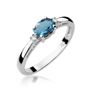 Złoty pierścionek W006 Topaz London Blue 0,50ct białe złoto pr. 585
