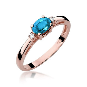 Złoty pierścionek W006 Topaz 0,50ct różowe złoto pr. 585