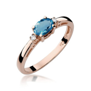 Złoty pierścionek W006 Topaz London Blue 0,50ct różowe złoto pr. 585