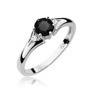 Złoty pierścionek W0076 Czarny Diament 0,50ct białe złoto pr. 585