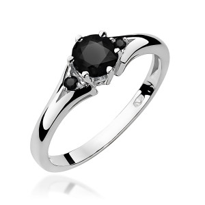 Złoty pierścionek W0076 Czarny Diament 0,50ct białe złoto z czarnymi diamentami pr. 585