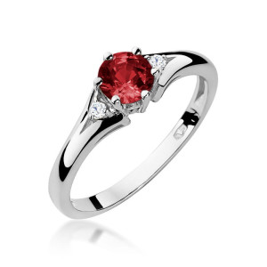 Złoty pierścionek W0076 Granat 0,60ct białe złoto pr. 585