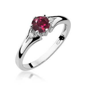 Złoty pierścionek W0076 Rodolit 0,60ct białe złoto pr. 585