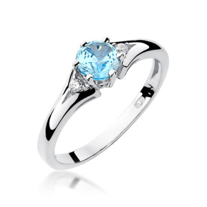 Złoty pierścionek W0076 Topaz 0,50ct białe złoto pr. 585