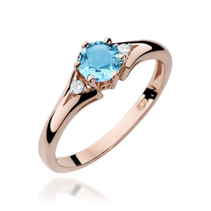 Złoty pierścionek W0076 Topaz 0,50ct różowe złoto pr. 585