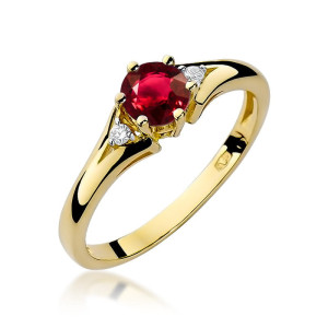 Złoty pierścionek W0076 Rubin 0,60ct żółte złoto pr. 585
