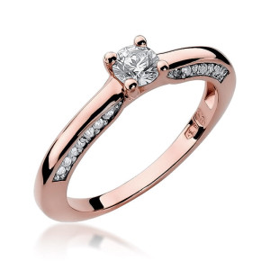 Złoty pierścionek W009 Diament 0,30ct różowe złoto pr. 585