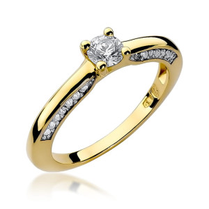 Złoty pierścionek W009 Diament 0,30ct żółte złoto pr. 585