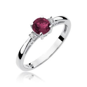 Złoty pierścionek W010 Rubin 0,60ct białe złoto pr. 585
