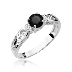 Złoty pierścionek W014 Czarny Diament 0,50ct białe złoto pr. 585