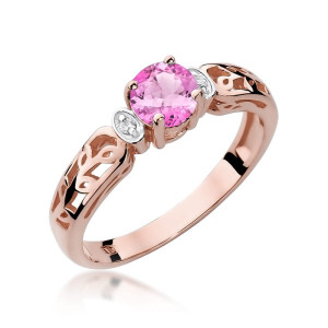 Złoty pierścionek W014 Różowy Topaz 0,50ct różowe złoto pr. 585