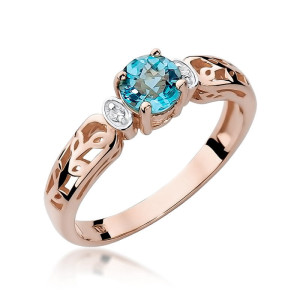 Złoty pierścionek W014 Topaz 0,50ct różowe złoto pr. 585