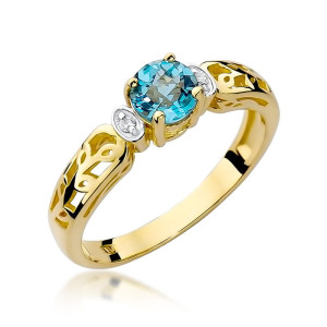 Złoty pierścionek W014 Topaz 0,50ct żółte złoto pr. 585