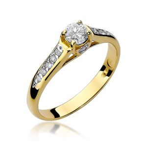 Złoty pierścionek W016 Diament 0,23ct żółte złoto pr. 585
