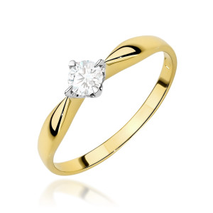 Złoty pierścionek W0171 Diament Laboratoryjny 0,15ct żółte złoto pr. 585