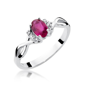Złoty pierścionek W019 Rubin 0,60ct białe złoto pr. 585