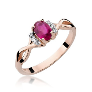 Złoty pierścionek W019 Rubin 0,60ct różowe złoto pr. 585